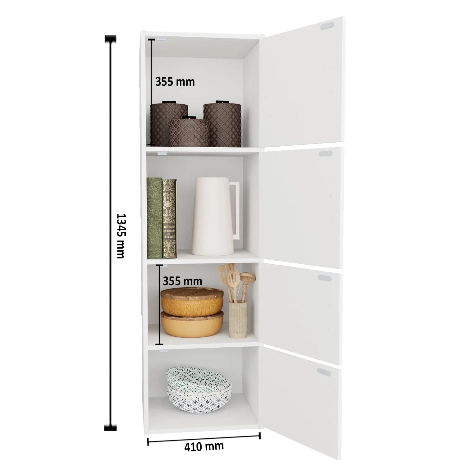 Albert Engineered Wood 4 Tier Cabinet in White Colour - HomeTown