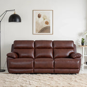 Calvio Half Leather 3 Seater Electric Recliner Burgundy - HomeTown