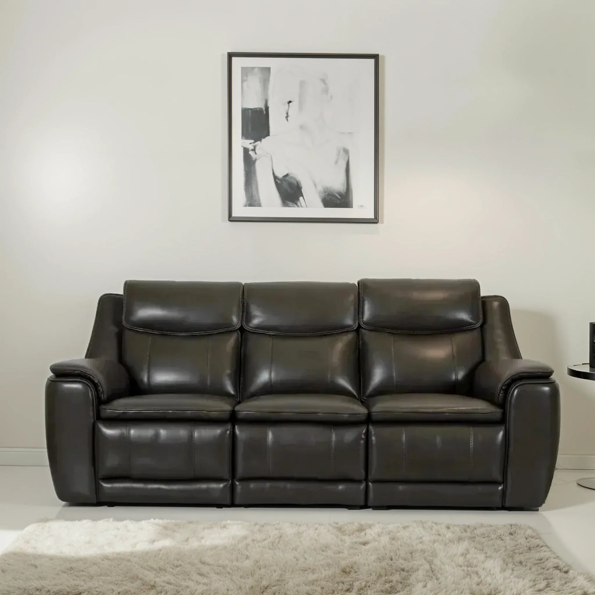 Nuvia Half Leather Seater Triple Electric Zero Gravity Recliner in Grey Colour Brown