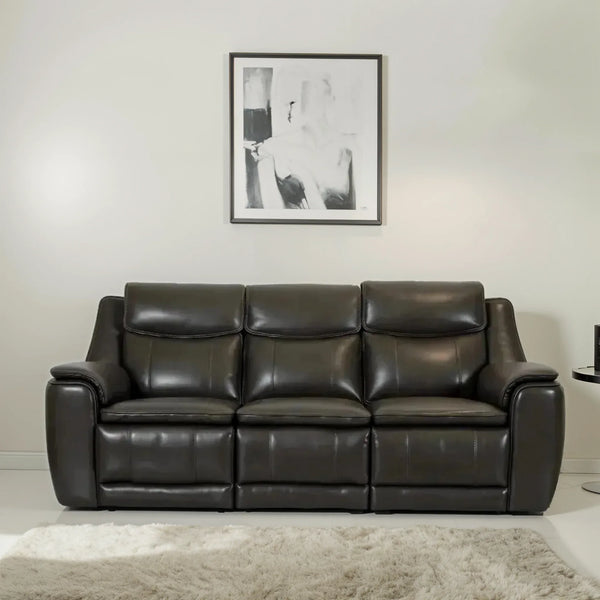 Nuvia Half Leather Electric Recliner | Grey | 3 Seater dimensions