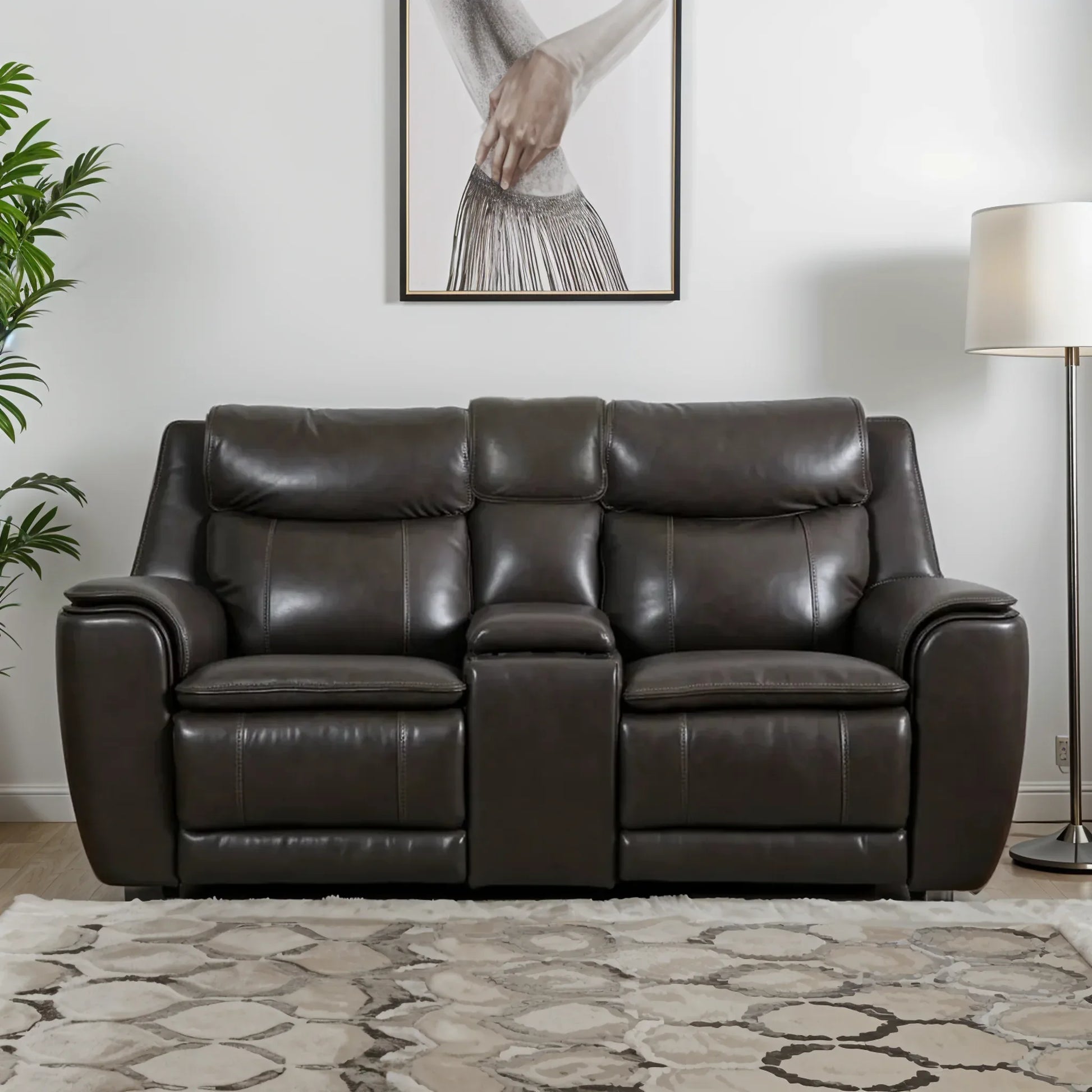 Nuvia Half Leather Electric Recliner - HomeTown