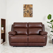 Calvio Half Leather 2 Seater Electric Recliner in Burgundy Colour - HomeTown