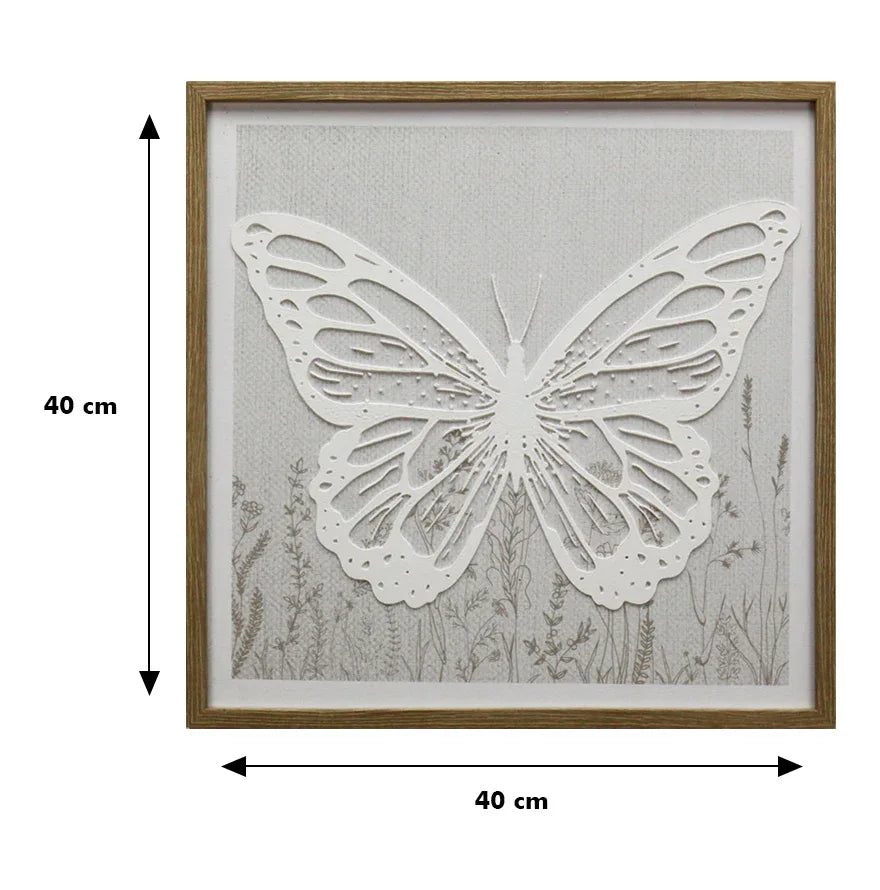 Ilsa Butterfly Art Canvas Painting Grey 40x40cm V-1 - HomeTown