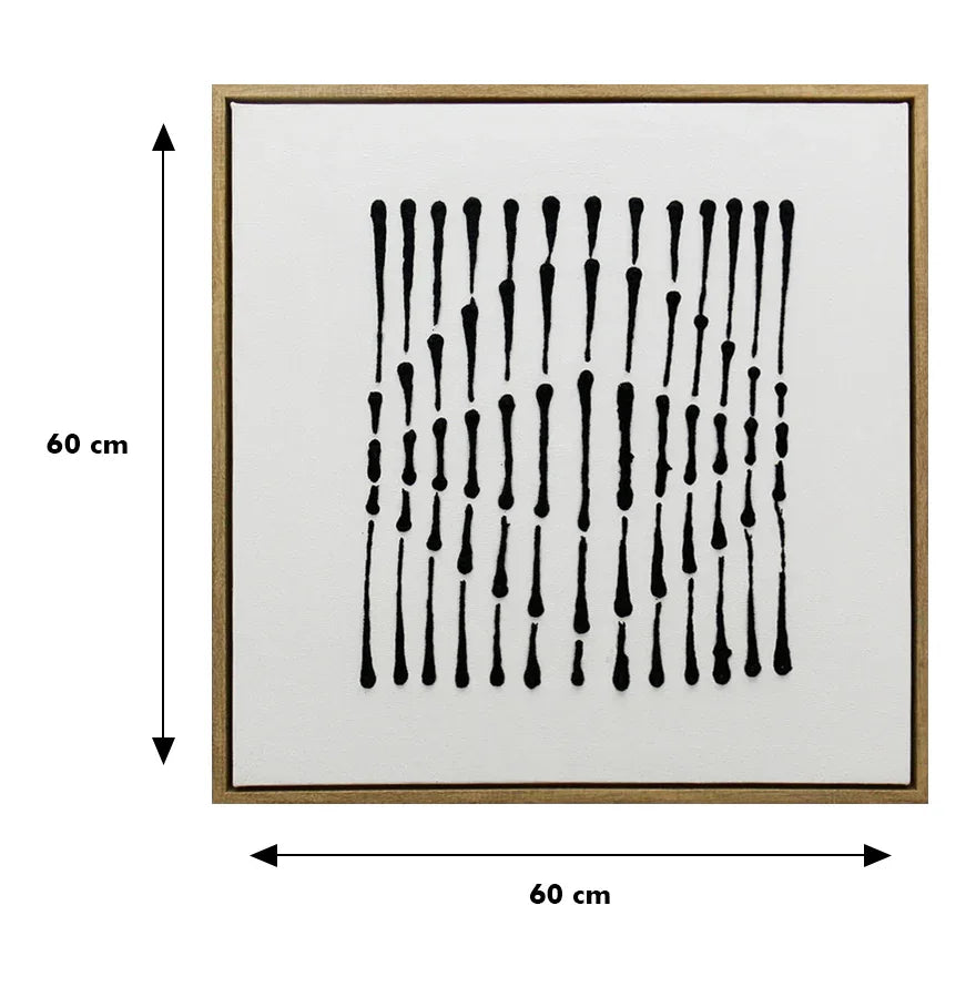 Ilsa Lines Art Hand Painted Canvas Painting Black 60x60cm - HomeTown