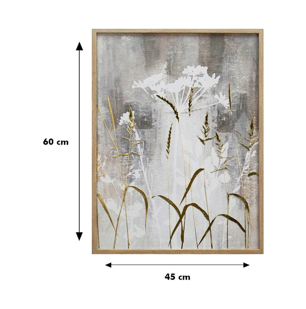 Ilsa Flowers Watercolour Art Canvas Painting Beige 45x60cm dimensions