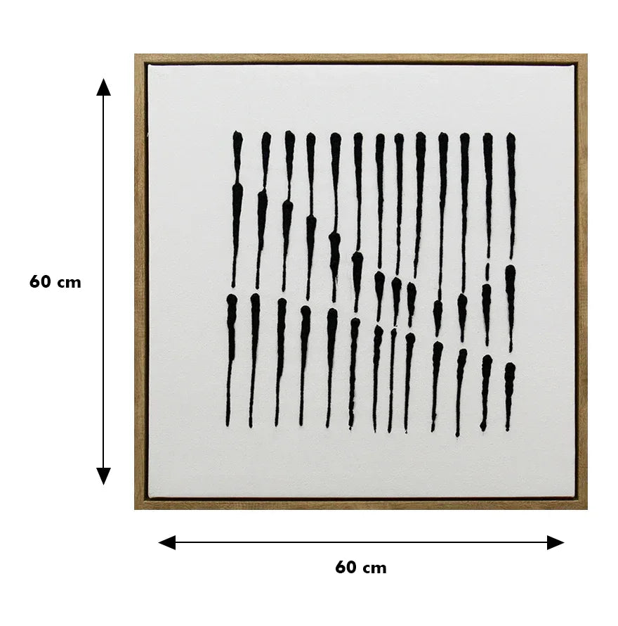 Ilsa Line Art Hand Painted Canvas Painting Black 60x60cm - HomeTown