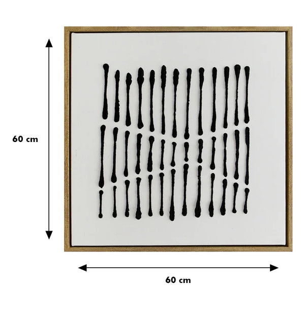Ilsa Zigzag Line Art Hand Painted Canvas Painting Black 60x60cm dimensions