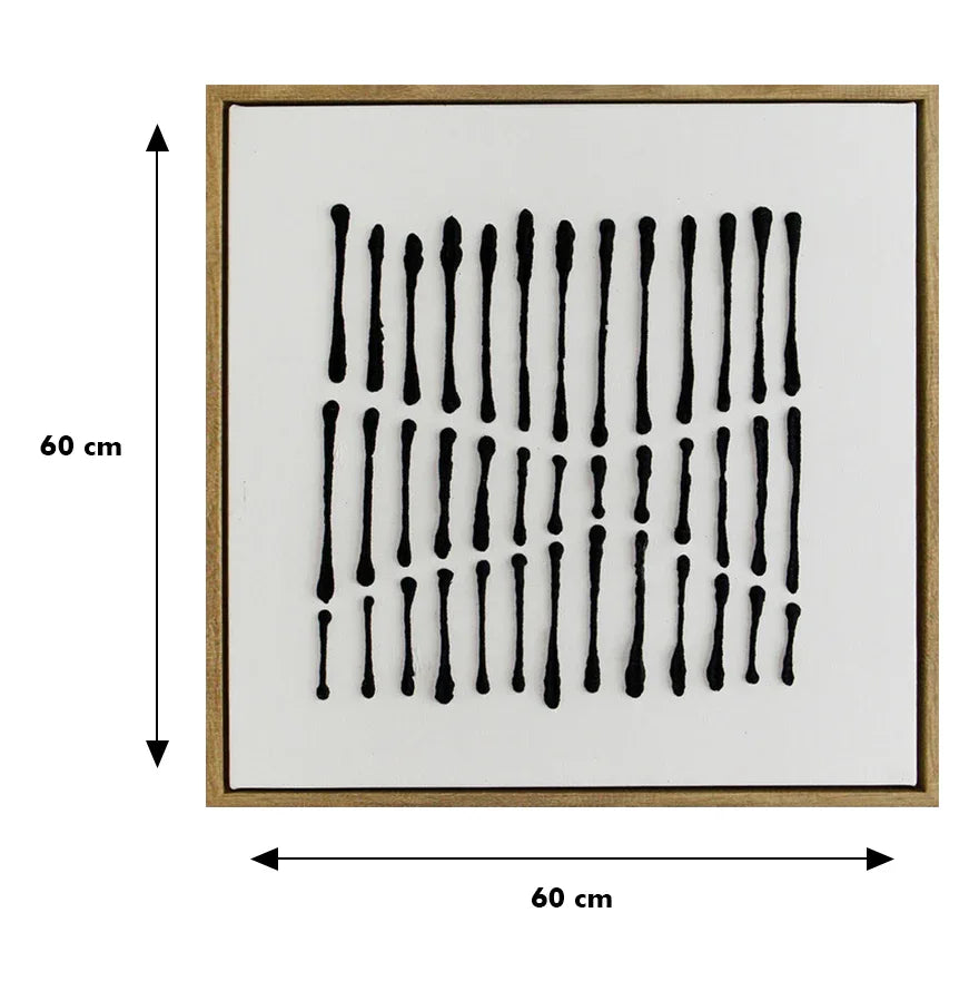 Ilsa Zigzag Line Art Hand Painted Canvas Painting Black 60x60cm - HomeTown