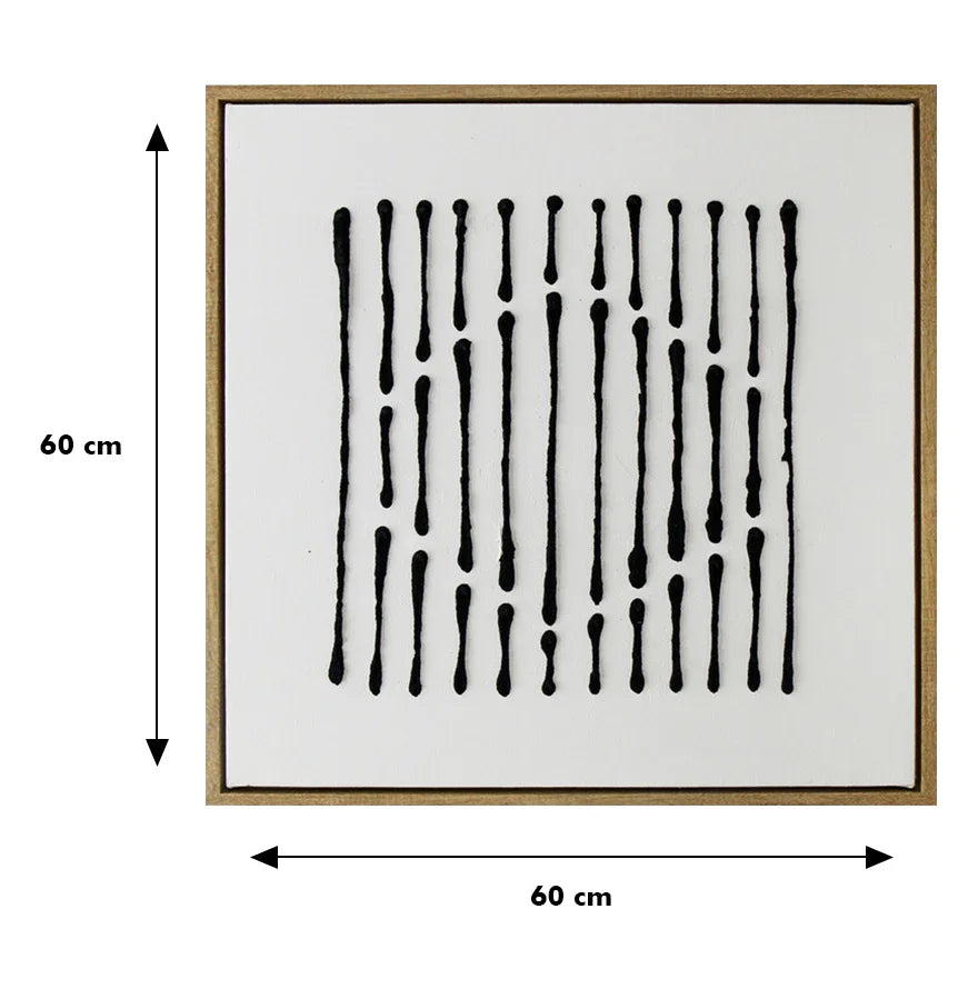 Ilsa Diamond Line Art Hand Painted Canvas Painting Black 60x60cm - HomeTown