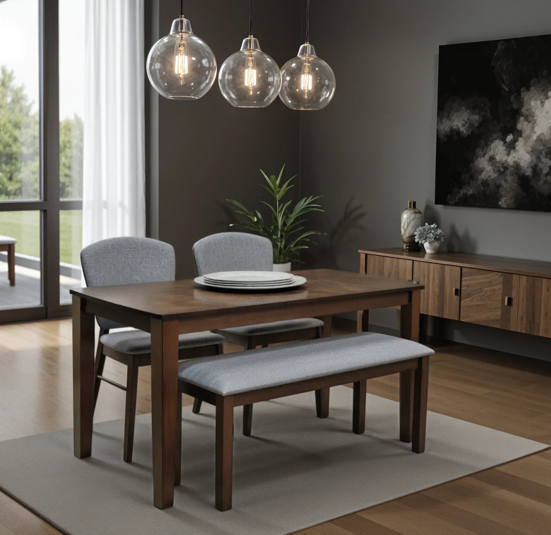 Lirio 4 Seater Dining Set with Bench - HomeTown