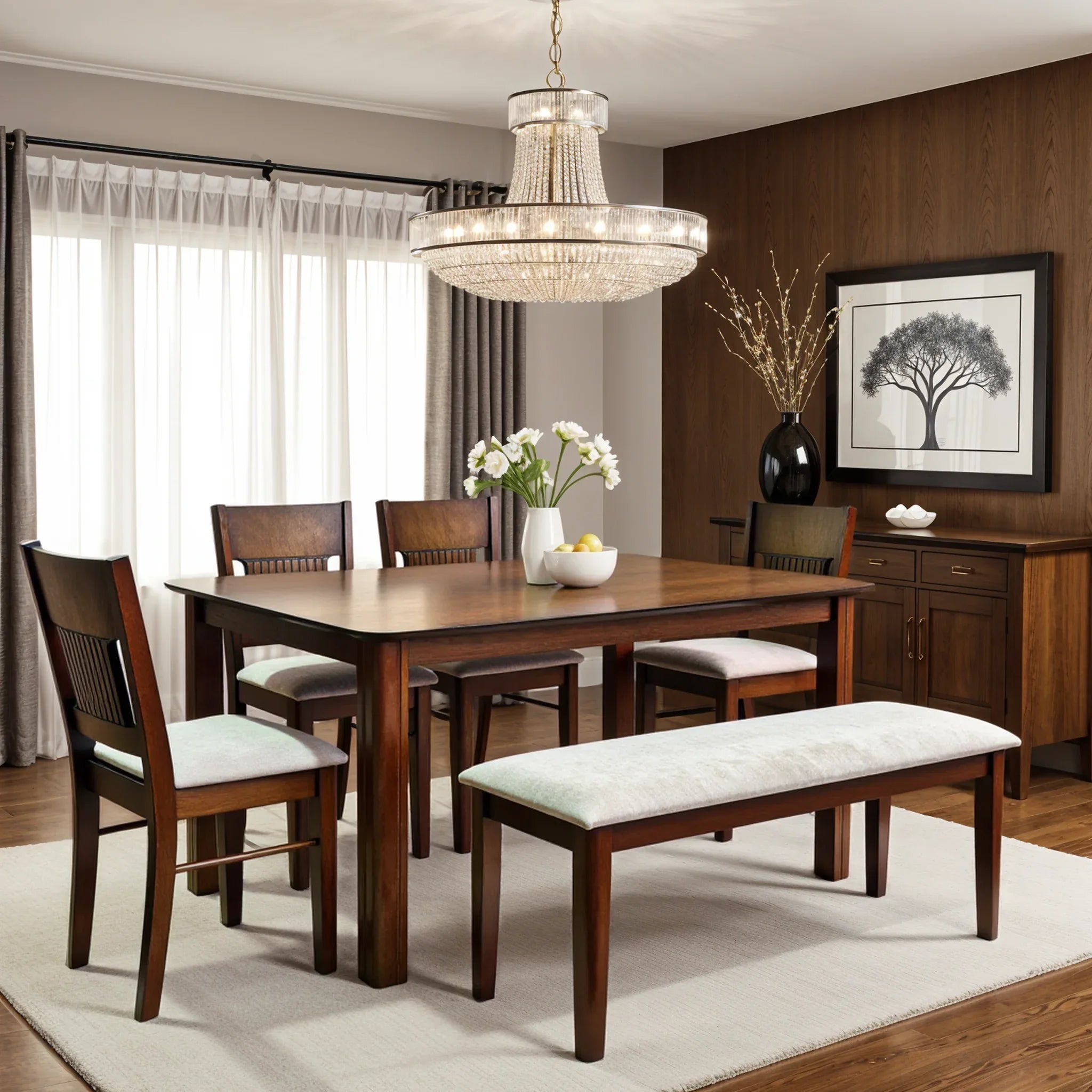 Luster 6 Seater Dining Set with Bench - HomeTown