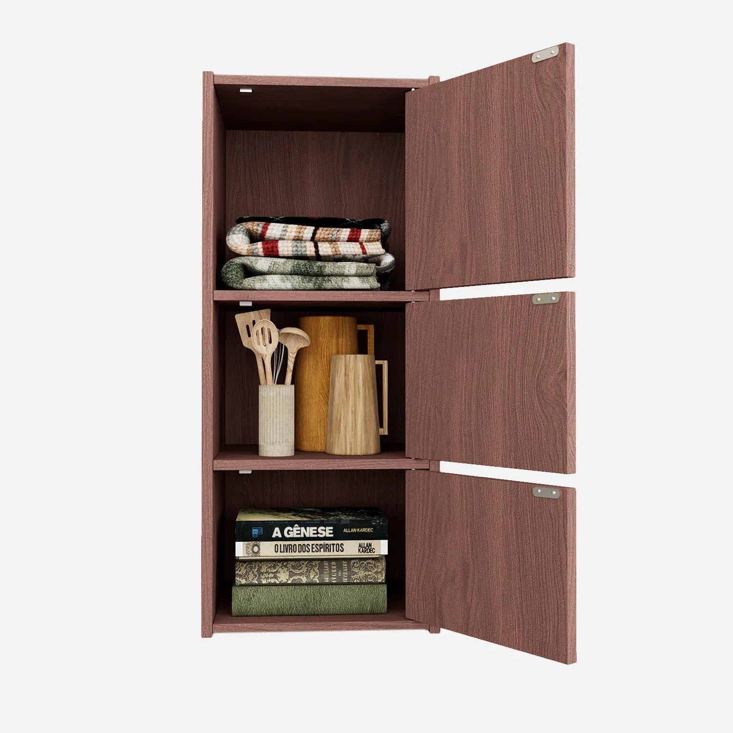 Albert Engineered Wood 3 Tier Cabinet in Cherry Brown Colour - HomeTown