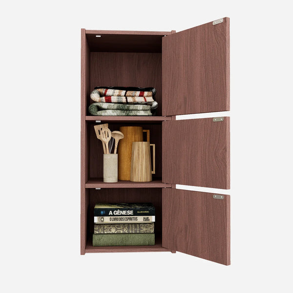 Albert Engineered Wood 3 Tier Cabinet in Cherry Brown Colour dimensions