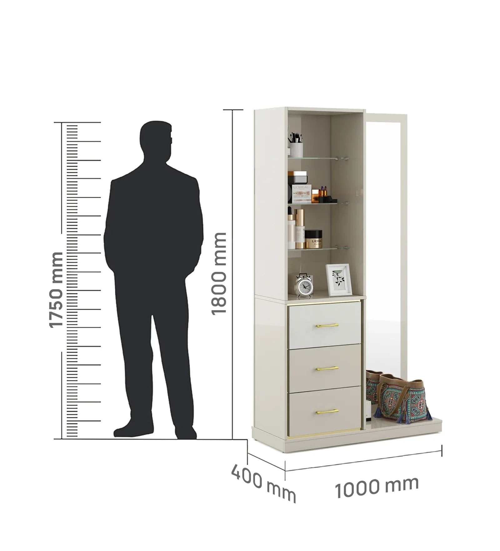 Stellar Dresser in High Gloss White Colour - HomeTown