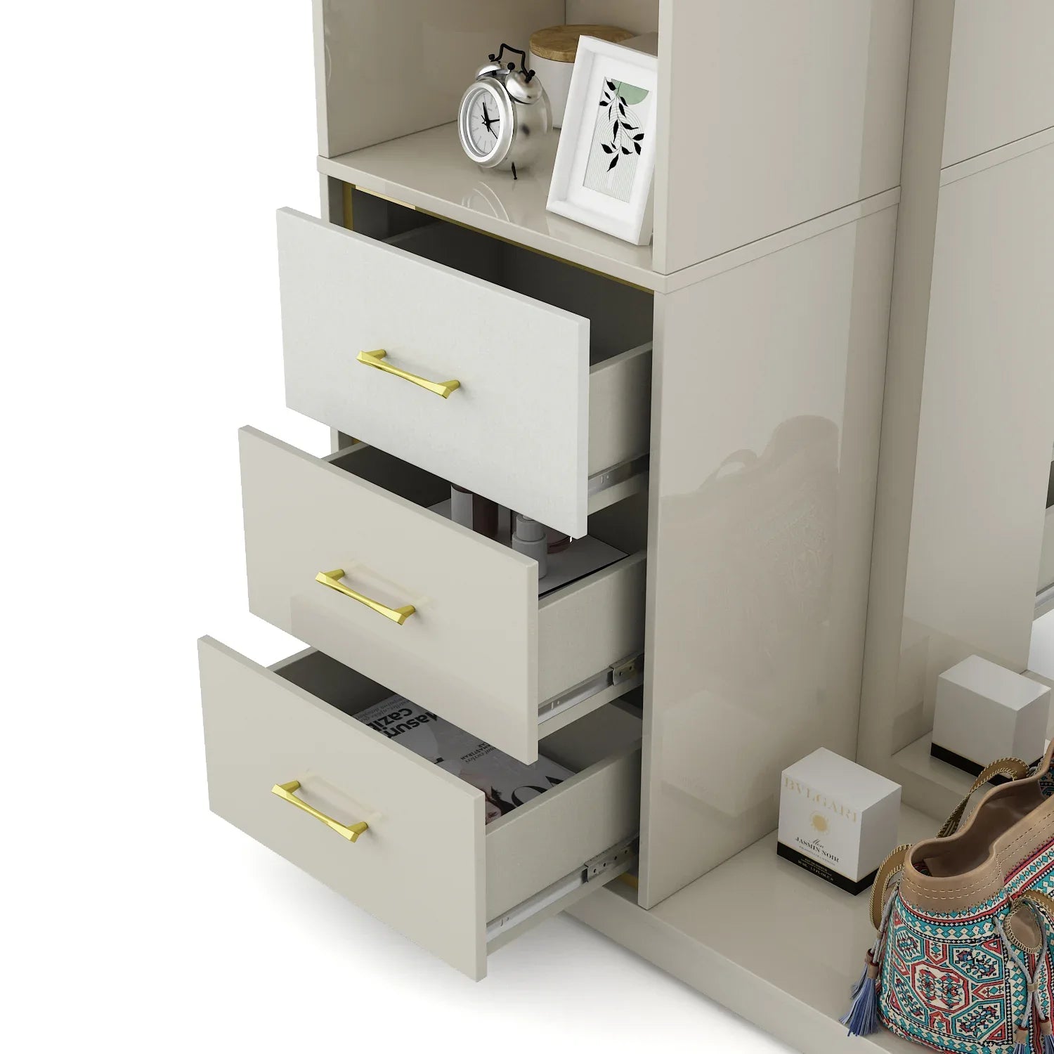 Stellar Dresser in High Gloss White Colour - HomeTown