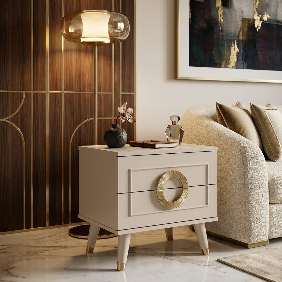 AKIRA BED SIDE TABLE - PUMIC GREY