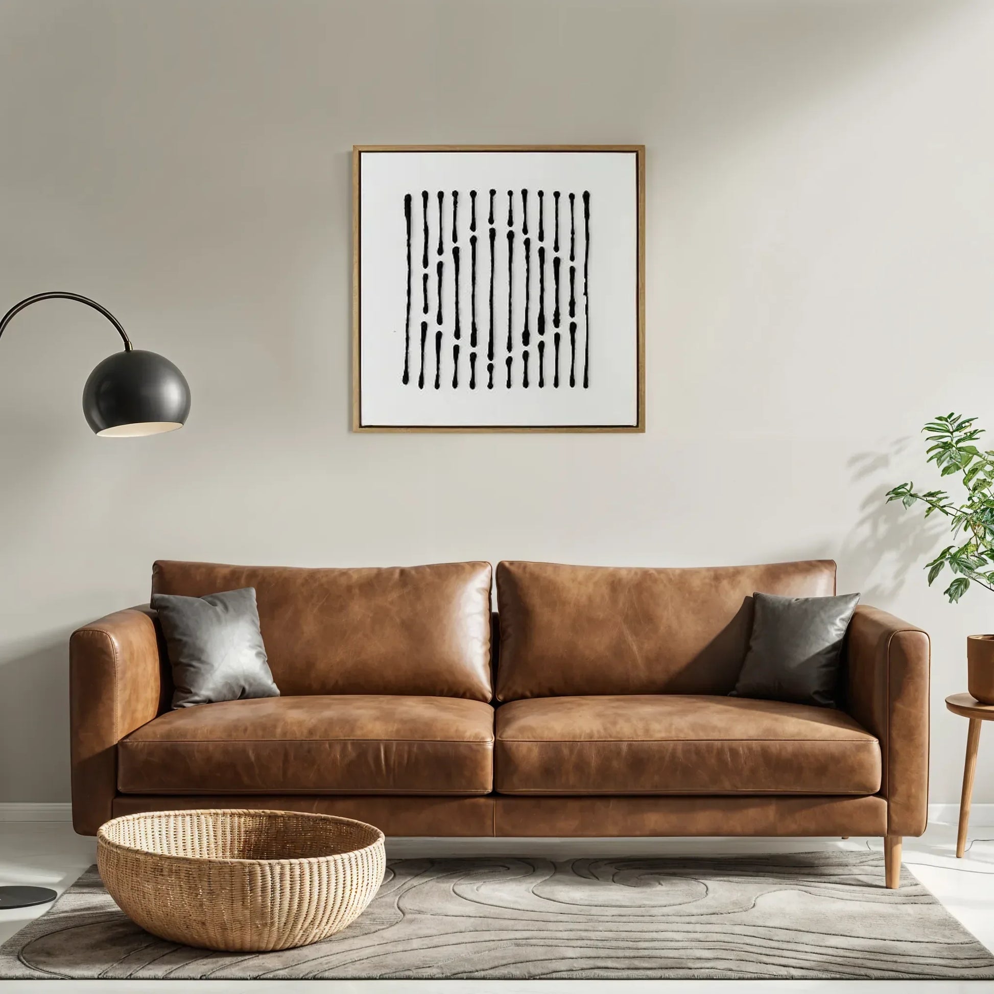 Ilsa Diamond Line Art Hand Painted Canvas Painting Black 60x60cm - HomeTown