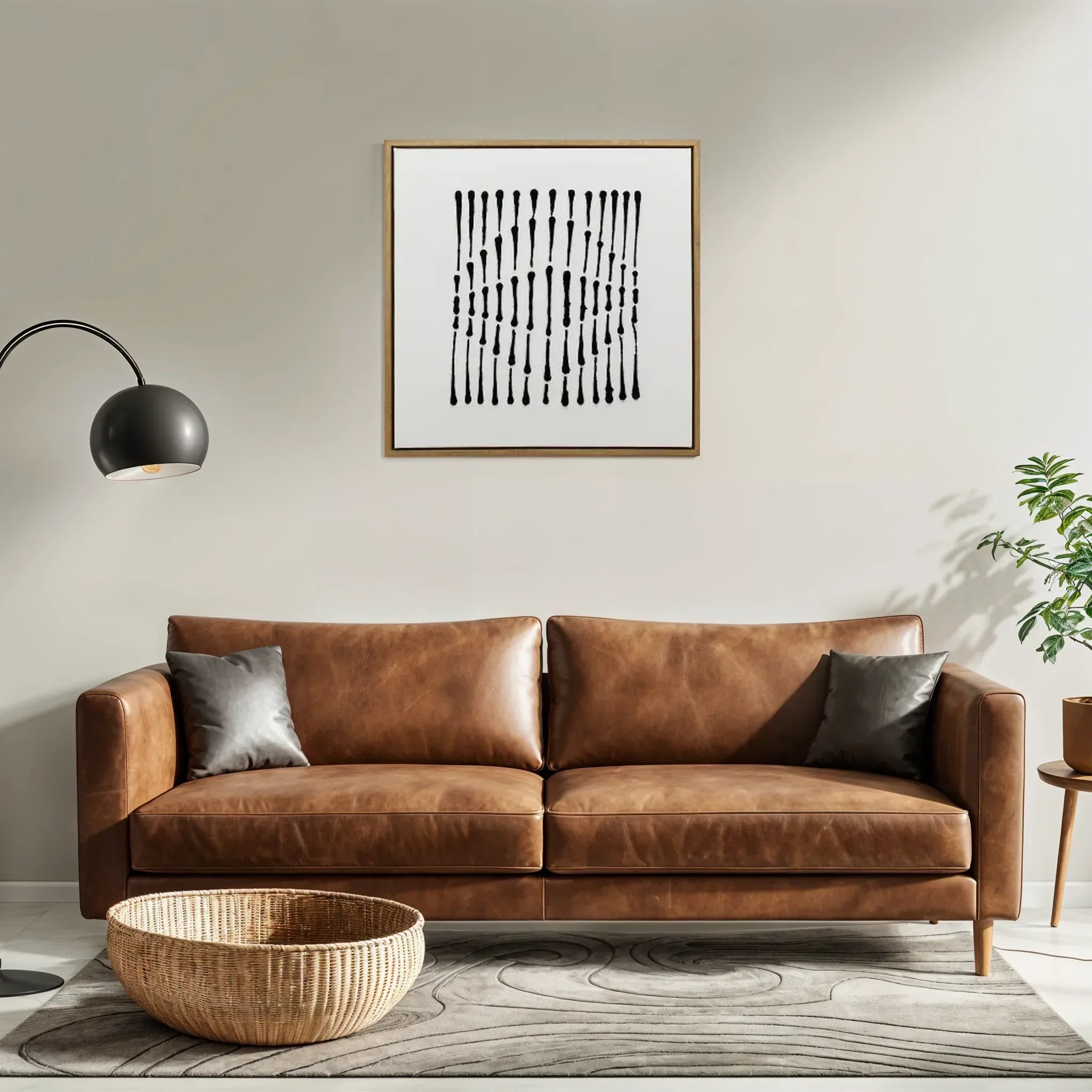 Ilsa Lines Art Hand Painted Canvas Painting Black 60x60cm - HomeTown