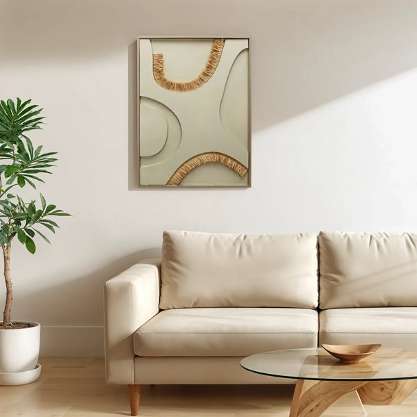 Ilsa 3D Abstract Straw Curve Art Canvas Painting Brown 60x80cm dimensions