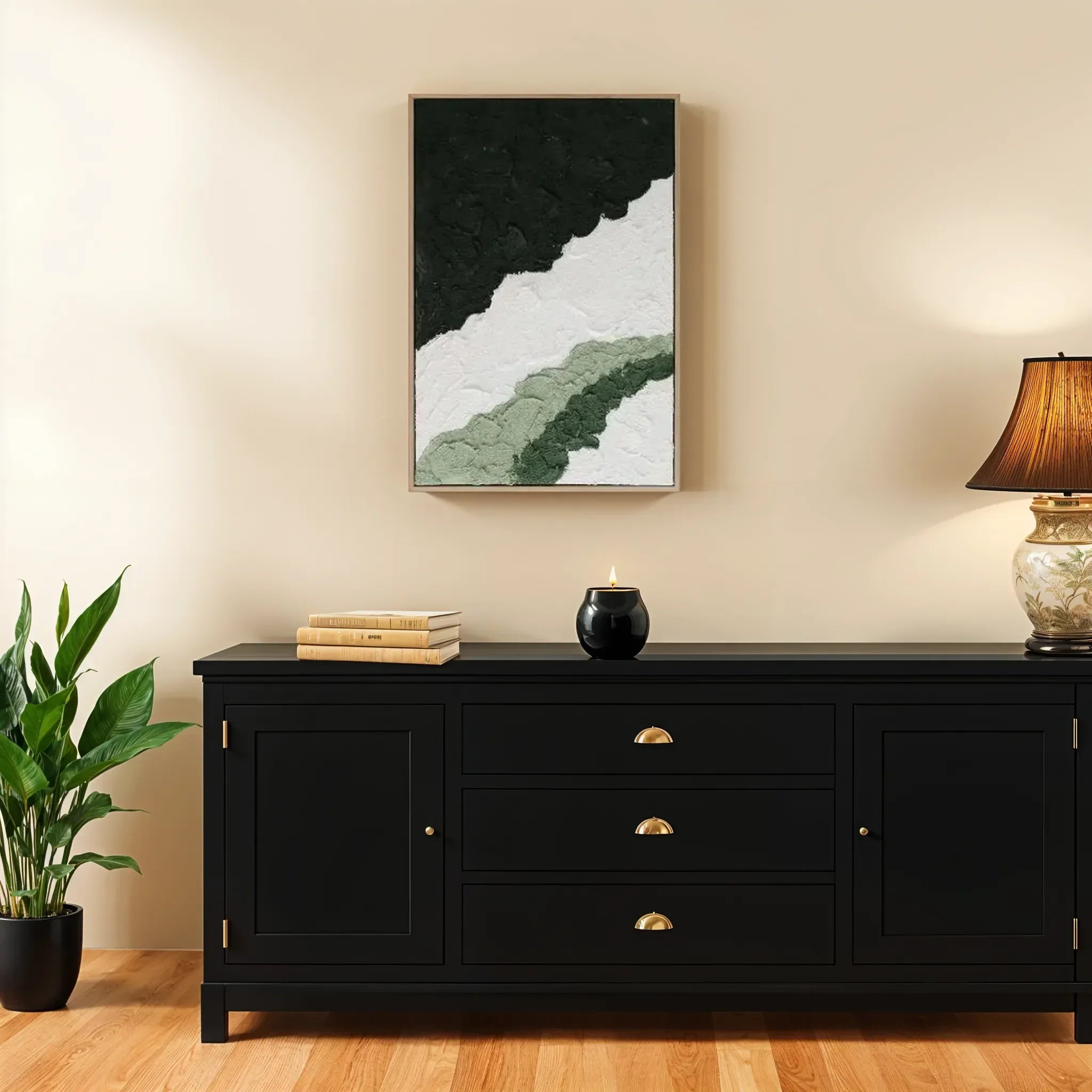 Ilsa Textured Art Canvas Painting Green/Black 60x90cm - HomeTown