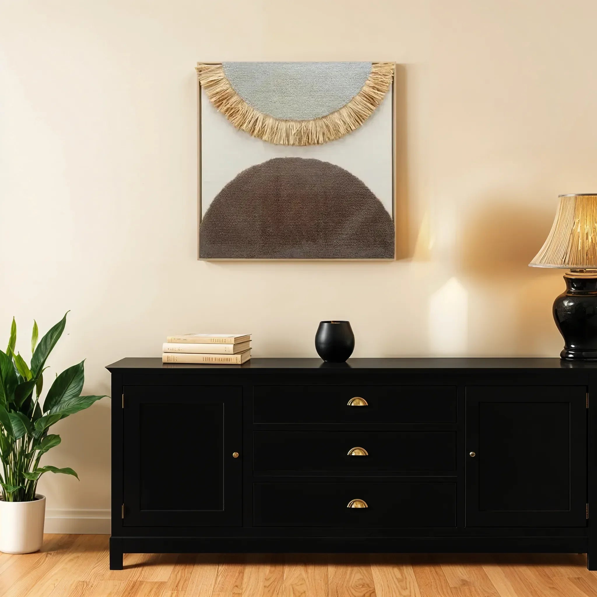 Ilsa Fabric Tufted Straw Art Painting Brown 80x80cm - HomeTown