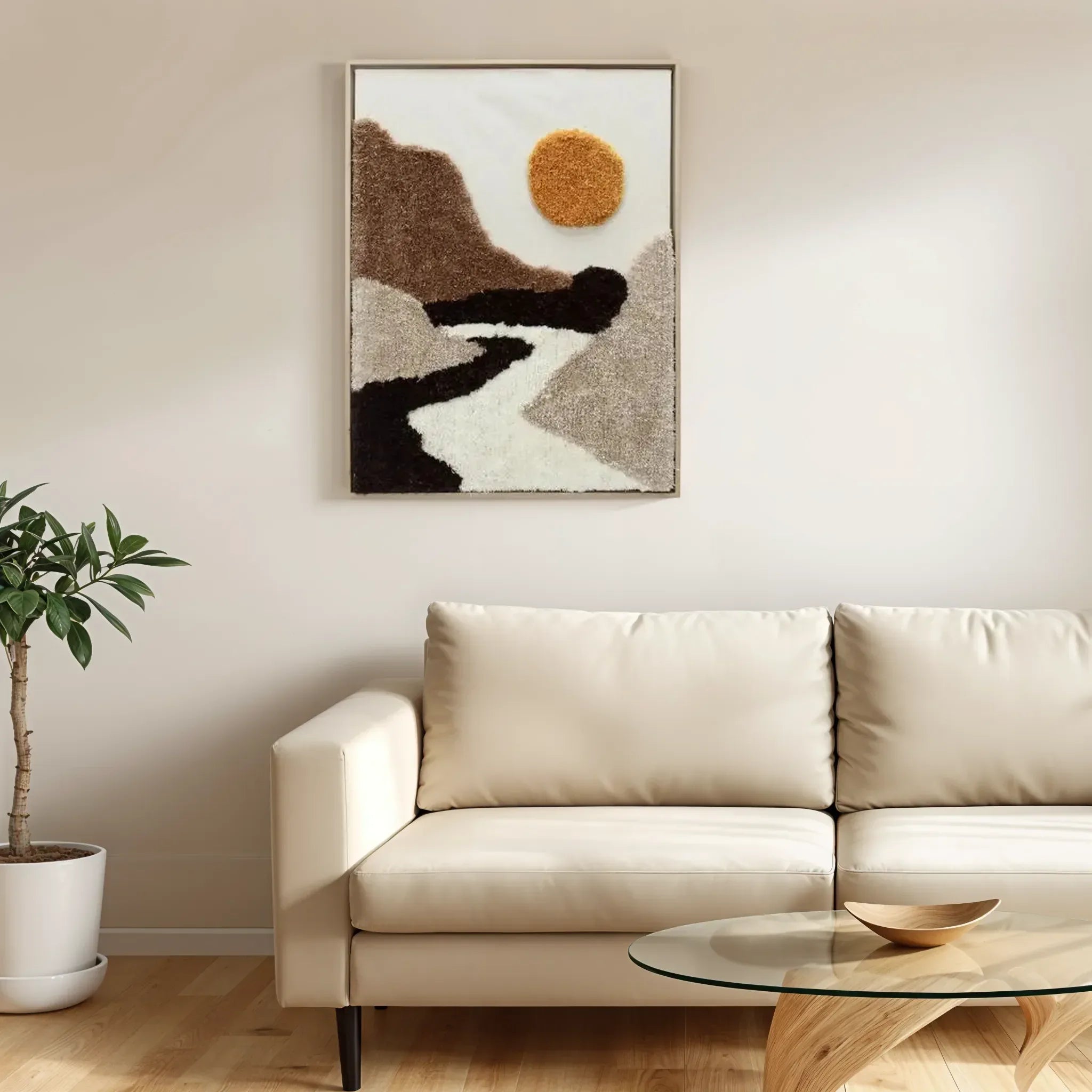 Ilsa Fabric Tufted Art Painting Brown 60x80cm - HomeTown
