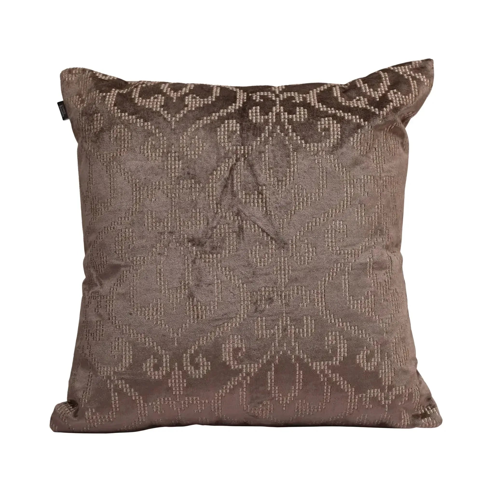 Plush Elegance Zari Embroidery Cushion Cover Toupe, 40X40cm By LIVING ESSENCE - HomeTown