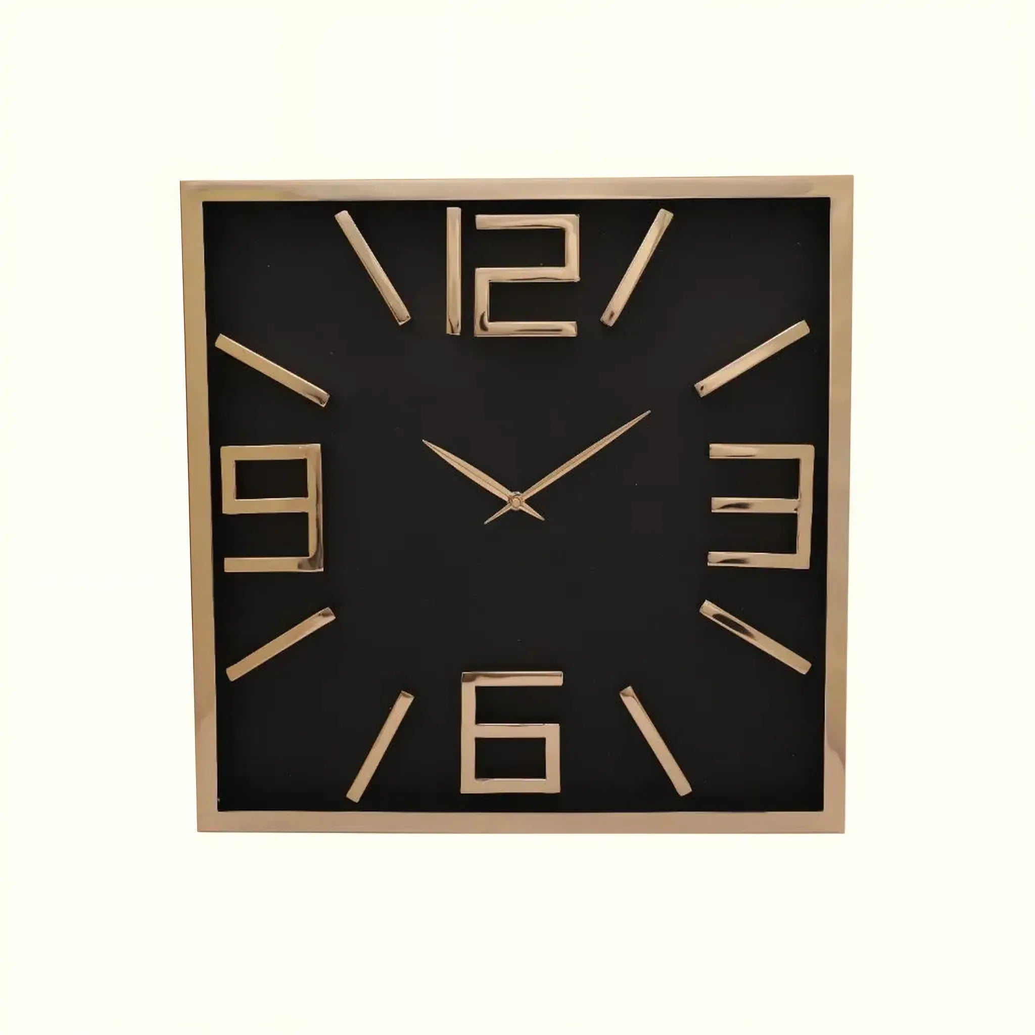 Bello Modern Square Wall Clock 40cm in Black Gold Colour - HomeTown