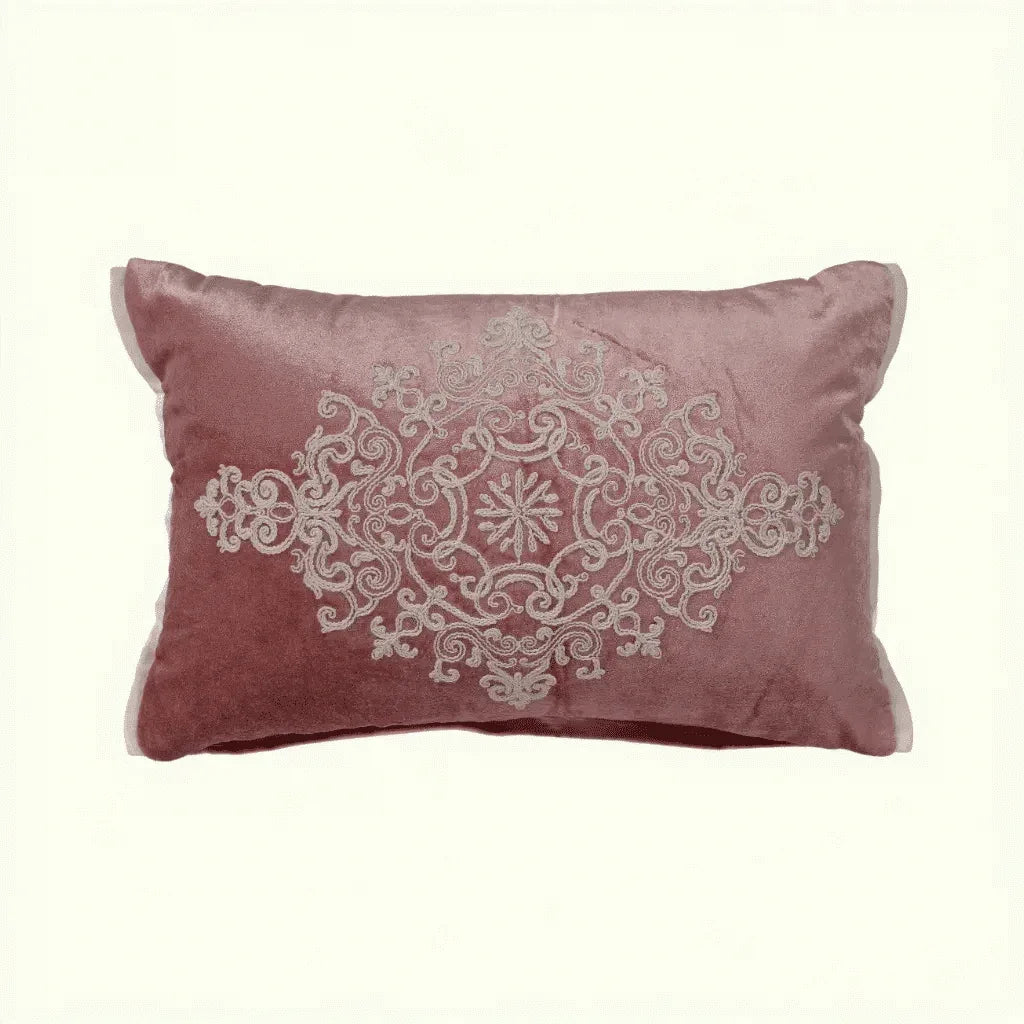 Plush Elegance Embroidered Cushion Cover Pink, 30X45cm By LIVING ESSENCE - HomeTown