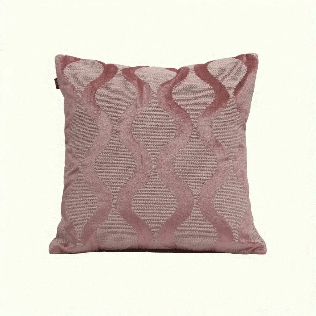 Plush Elegance Curvy Pattern Embroidery Cushion Cover Pink, 40X40cm By LIVING ESSENCE - HomeTown