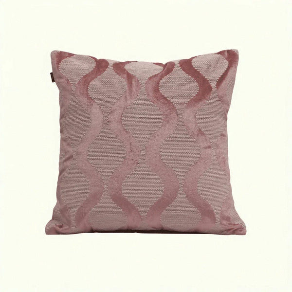 Plush Elegance Curvy Pattern Embroidery Cushion Cover Pink, 40X40cm By LIVING ESSENCE dimensions