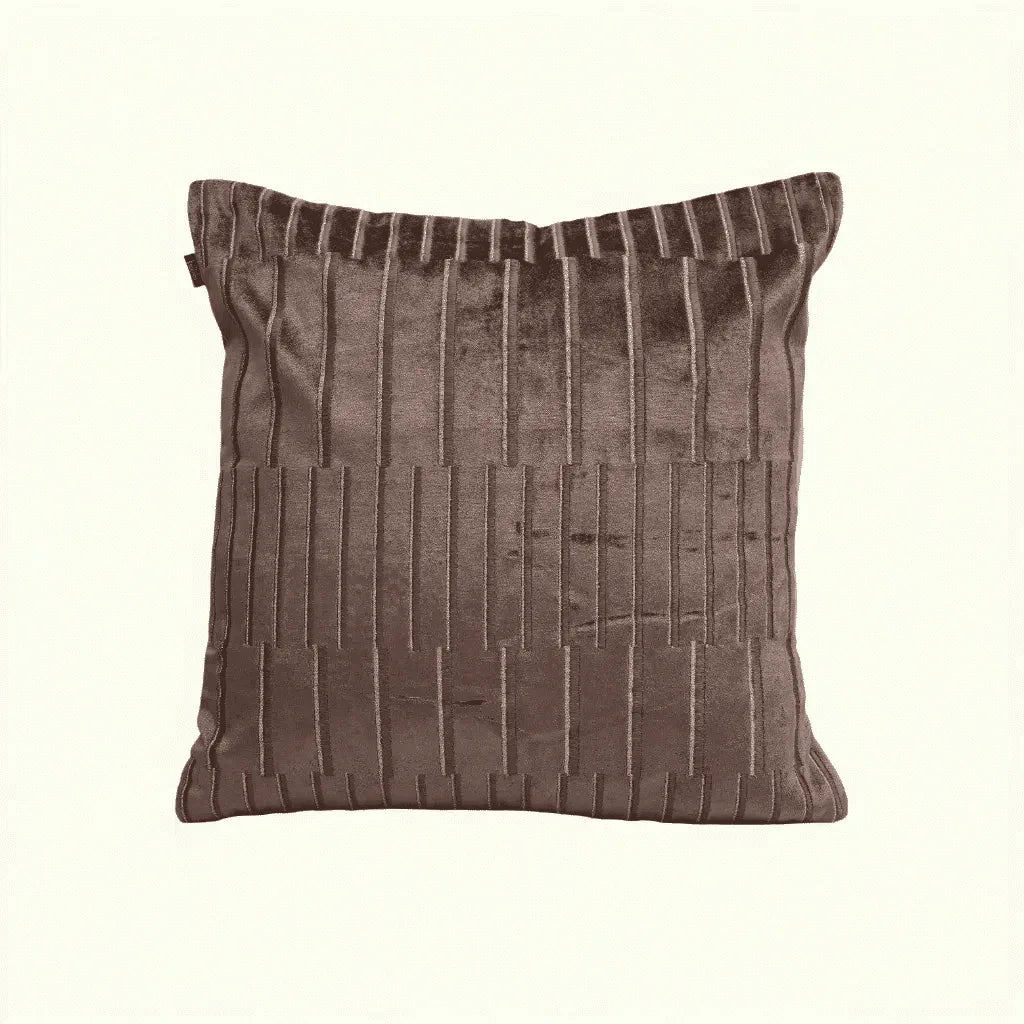Plush Elegance Geometric Zari Embroidery Cushion Cover Toupe, 40X40cm By LIVING ESSENCE - HomeTown
