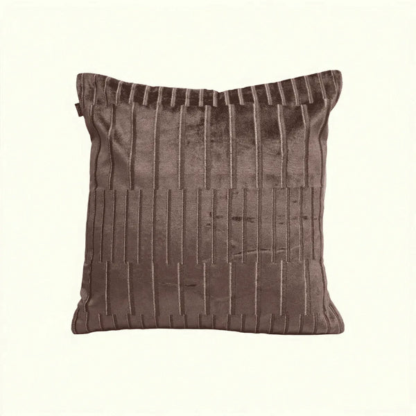 Plush Elegance Geometric Zari Embroidery Cushion Cover Toupe, 40X40cm By LIVING ESSENCE dimensions