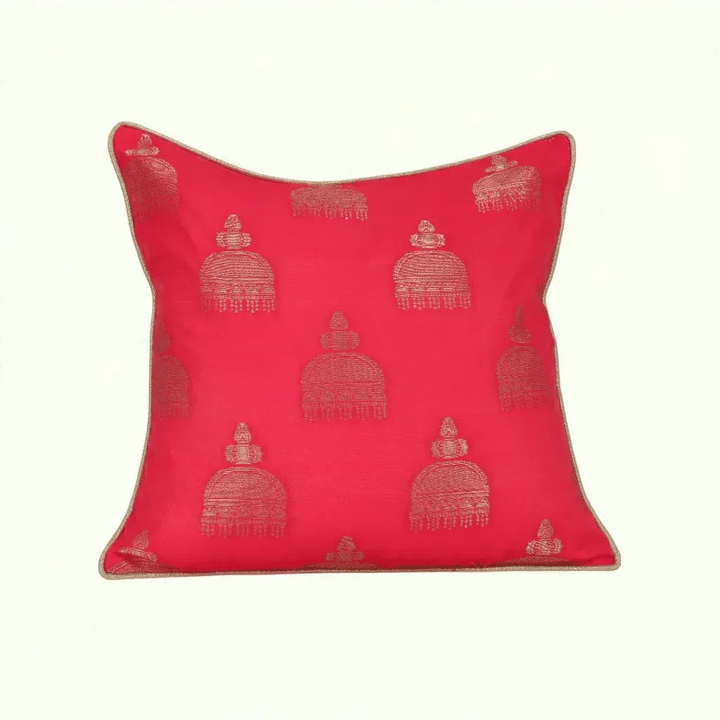 Festive Jhumka Jacquard Cushion Cover Pink, 40X40cm By LIVING ESSENCE - HomeTown