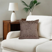 Plush Elegance Zari Embroidery Cushion Cover Toupe, 40X40cm By LIVING ESSENCE - HomeTown