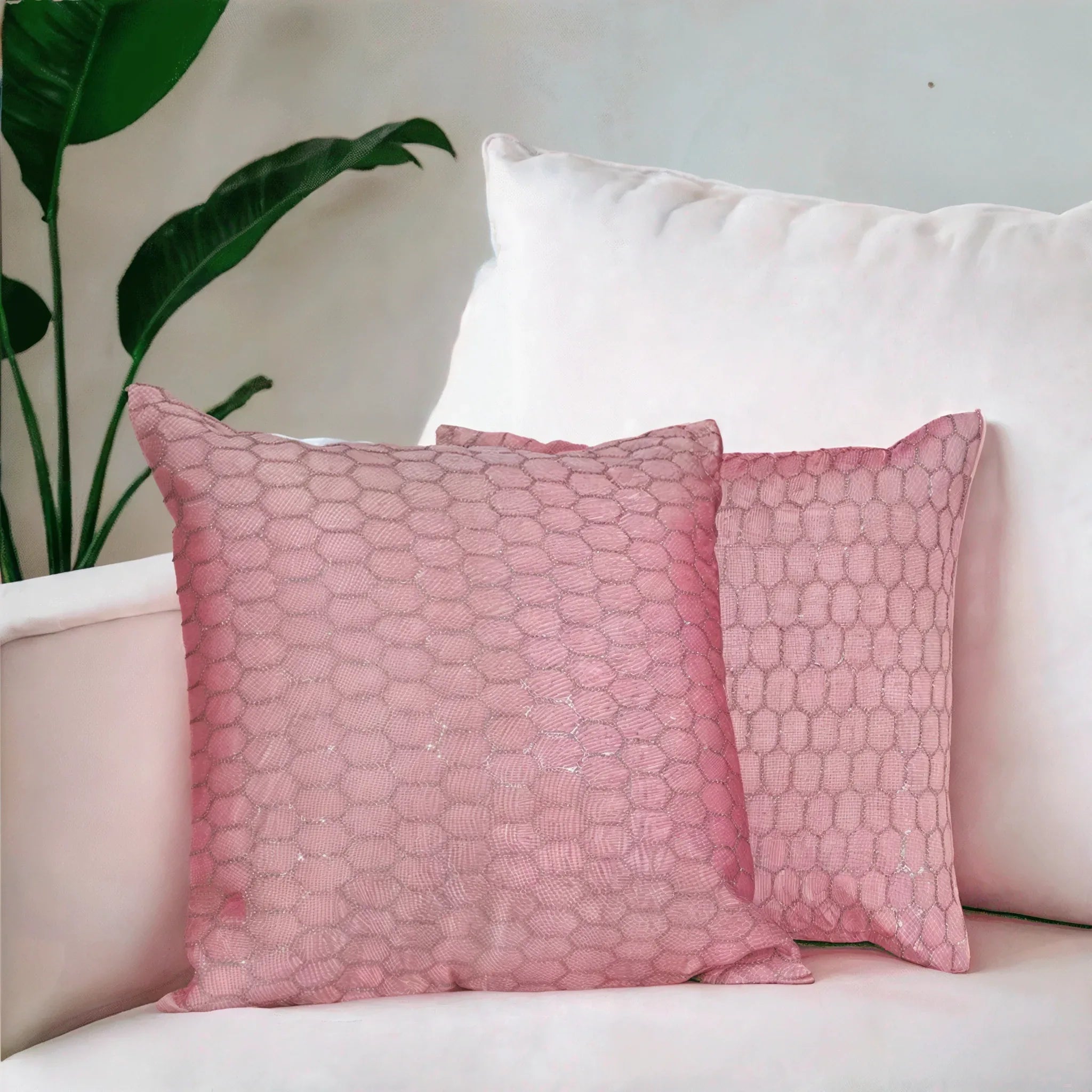 Festive Sequined Cushion Cover Light Pink, 40X40cm By LIVING ESSENCE - HomeTown