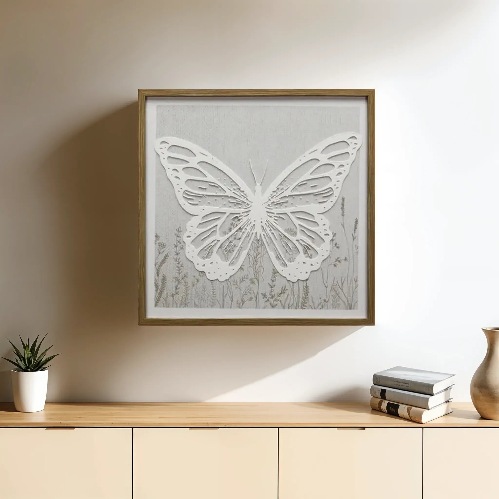 Ilsa Butterfly Art Canvas Painting Grey 40x40cm V-1 - HomeTown