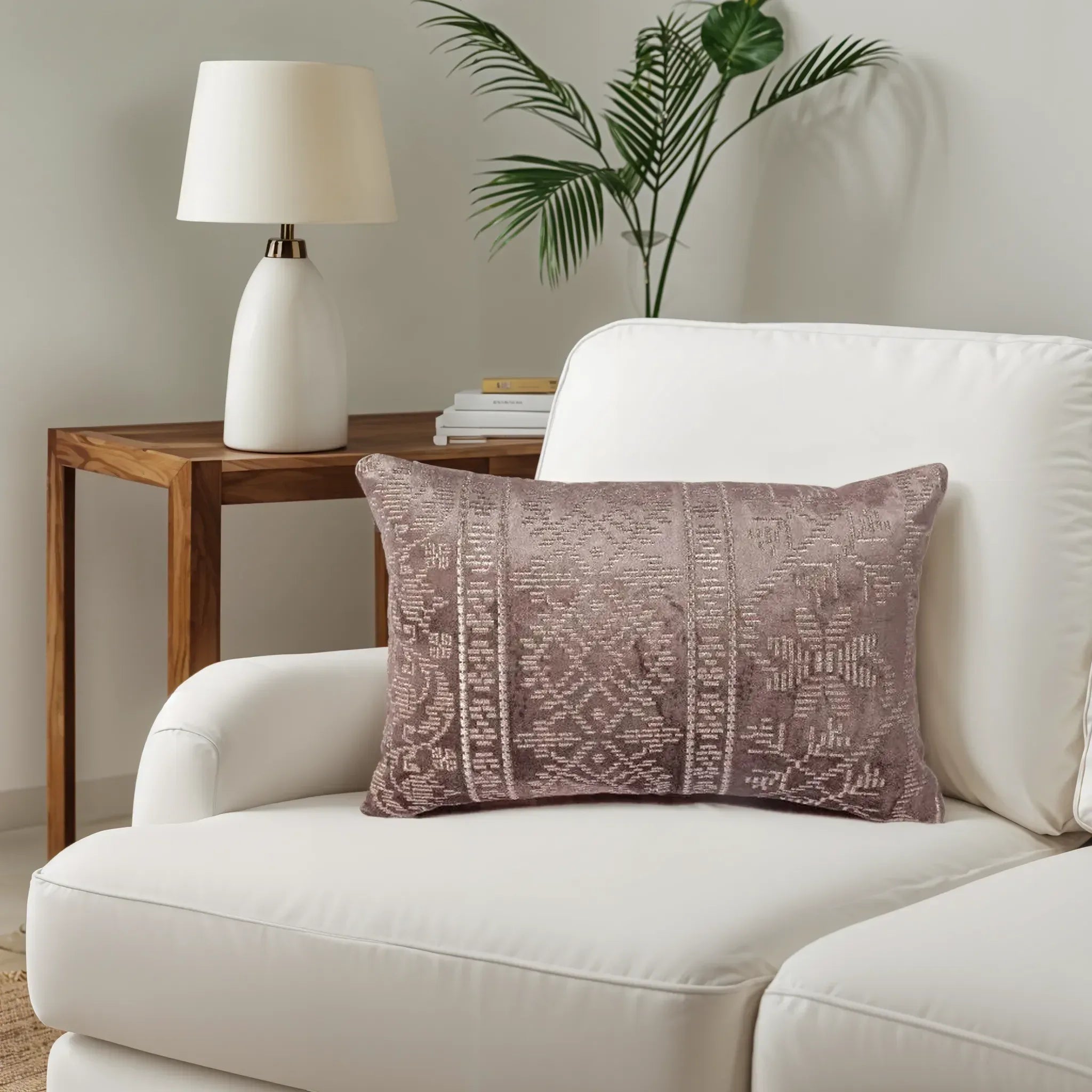Plush Elegance Zari Embroidery Cushion Cover Toupe, 30X45cm By LIVING ESSENCE - HomeTown