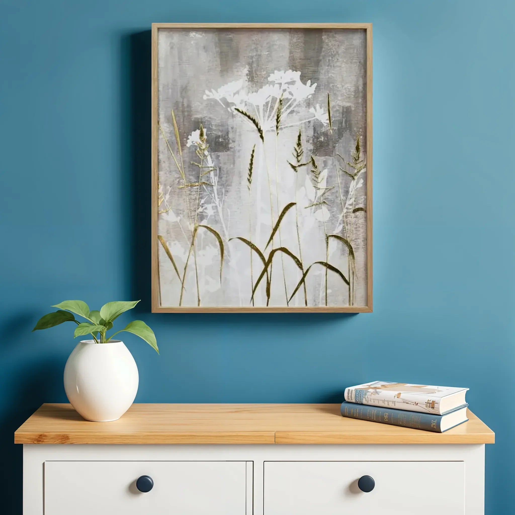 Ilsa Flowers Watercolour Art Canvas Painting Beige 45x60cm - HomeTown