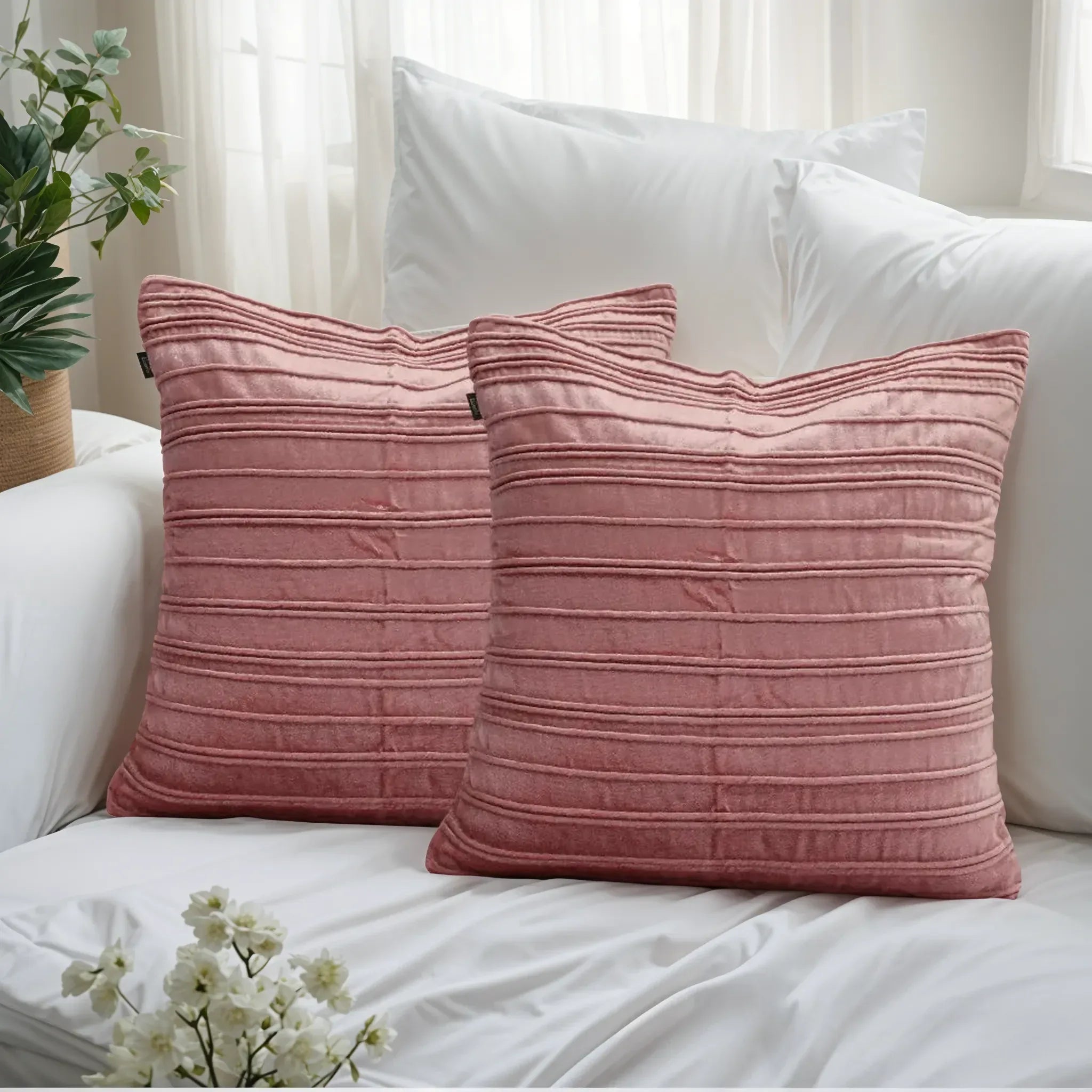 Plush Elegance Cording Cushion Cover Pink, 40X40cm By LIVING ESSENCE - HomeTown
