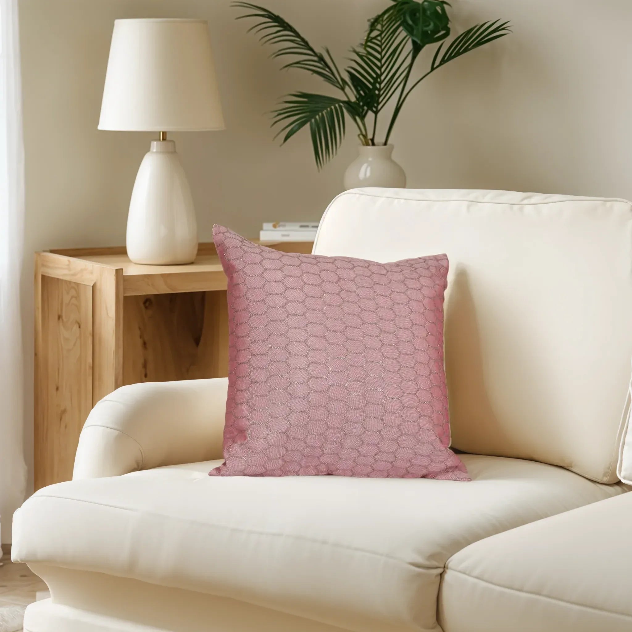 Festive Sequined Cushion Cover Light Pink, 40X40cm By LIVING ESSENCE - HomeTown